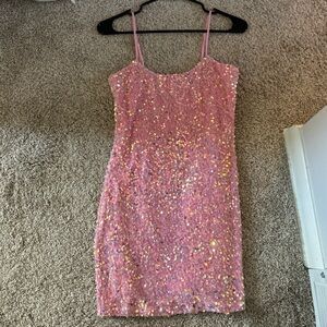 Lucy in the Sky Glittering Pink Mini Dress